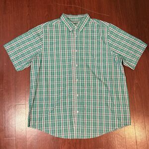 Mens King Size brand Size 2XL Tall Green plaid short sleeve button down shirt